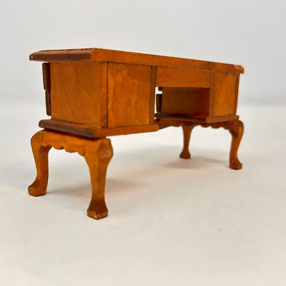 Vintage Miniature Wood Desk 1:12 Scale Dollhouse Executive Office Furniture